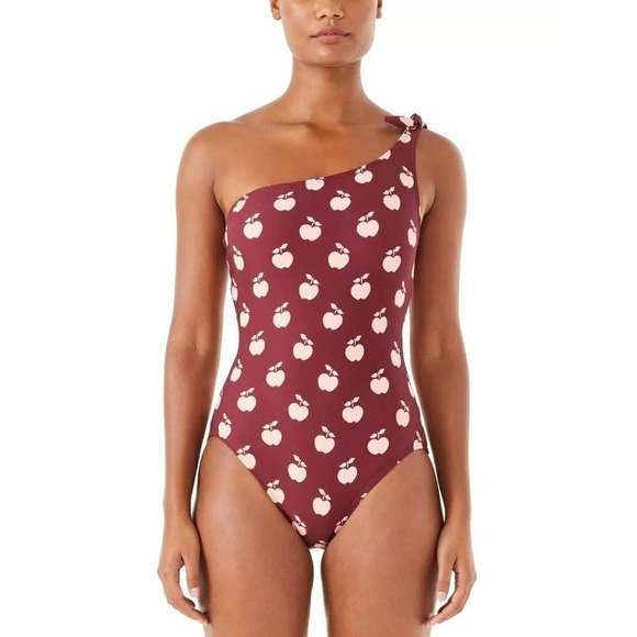 Kate Spade New York  Apple Toss Bunny Tie One Shoulder One-Piece - Picture 1 of 11